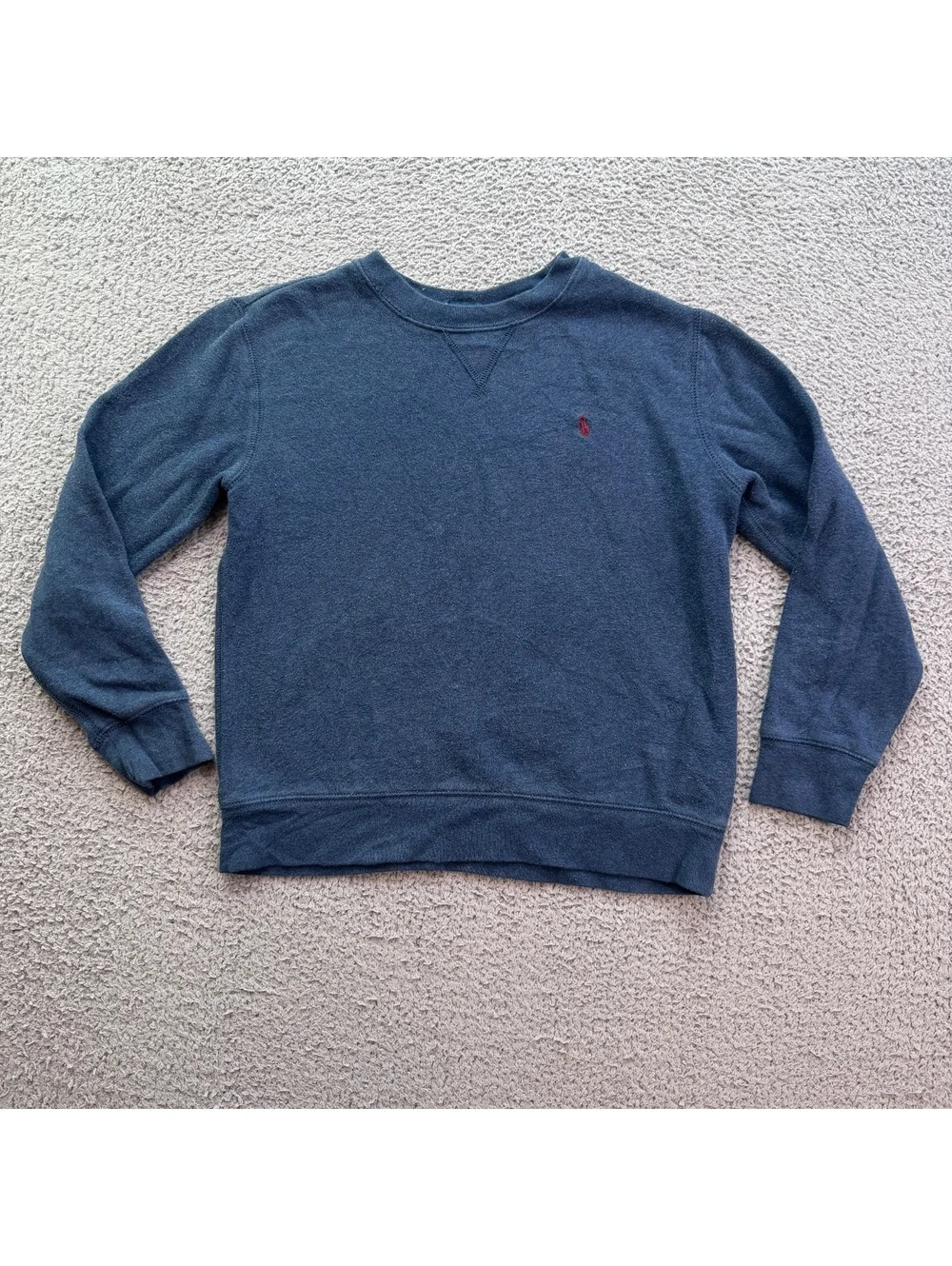 Polo Ralph Lauren Boys Navy Fleece Crewneck Sweatshirt Pony Logo Size M (10–12)